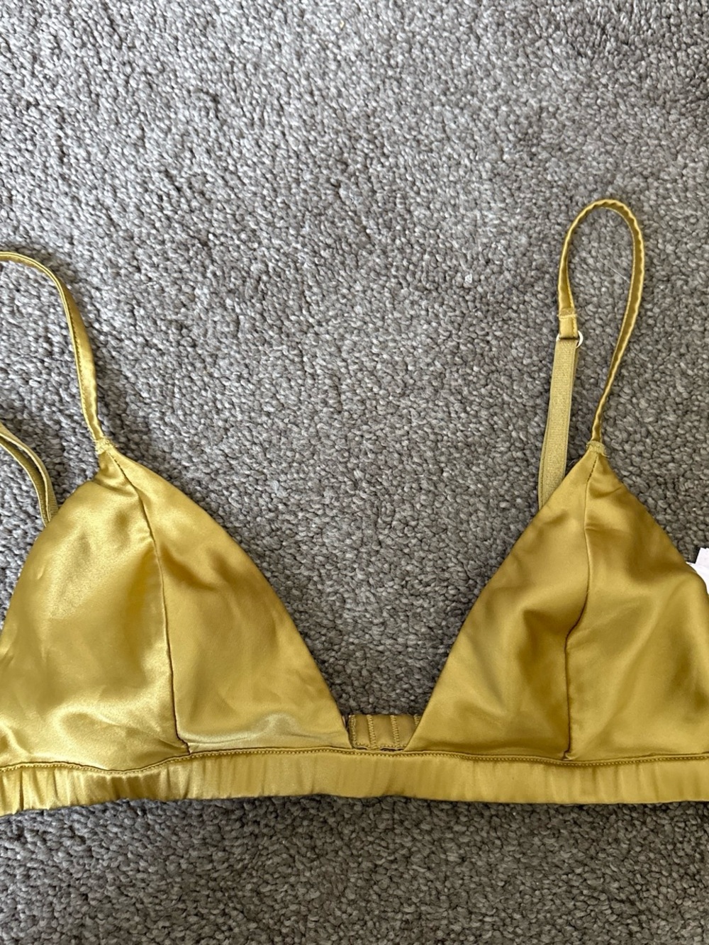 Satin Triangle Bralette in Mustard Yellow